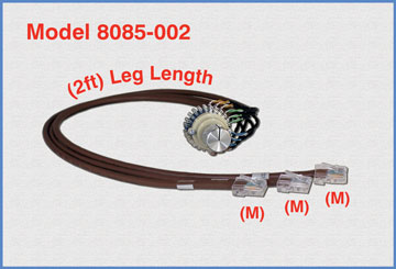 Model 8085-002 Single Channel RJ45 Cat5e A/B Rotary Switch, 2 Foot Leg Length, No Enclosure